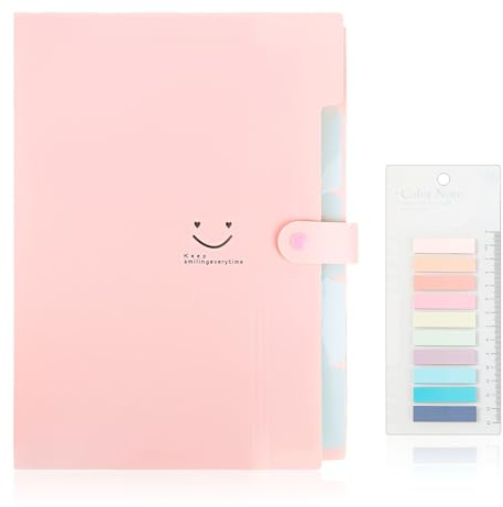 RUCUDIM Carpeta con compartimentos, carpeta de documentos A4 con etiquetas, 5 compartimentos, carpeta organizadora, sistema de carpetas, carpeta de archivos expandible para el hogar, oficina, escuela