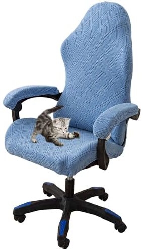 ZRCYXDW Spandex Gaming Stuhl Bezug Dehnbar, Niedlich Gamingstuhl-Bezüge Sanft Abnehmbar Drehstuhl Bezug Stuhlhussen Waschbar Für Computer-Spielstuhl Bürostuhl-blau-Large