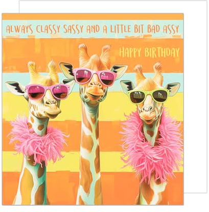 Edition Seidel Premium quadratische Geburtstagskarte mit Umschlag. Glückwunschkarte Happy Birthday Billet Karte mit lustigem Spruch Frau Freundin Kollegin Coole Giraffen (GQ184 SW024)