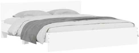 vidaXL Bettgestell mit Kopfteil Weiß 160x200 cm