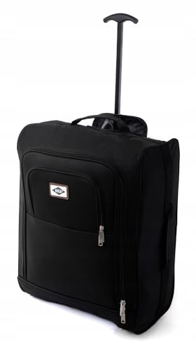 Handgepäck Koffer 55x40x20 cm | Leichter Flugzeug Kabinengepäck Reisekoffer (Kabinentrolley) 40 L mit Rollen | Für Flug mit z.B. Lufthansa, Eurowings & Ryanair – entspricht IATA Empfehlung (Schwarz)
