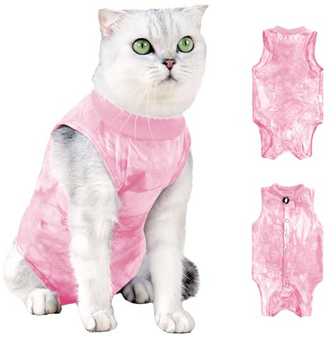 Katzenbody Nach Op Kastration Katze, Cat Chirurgischer Erholungsanzug, Katzen Kleidung Anti-leckende, Recovery Suit Katze Medizinischer Katzenanzug, Kegel E Halsband Alternative (Rosa, M)