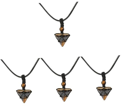 Healvian 4pcs Rope Wrapping Stone Pendant Necklace Pendant Tigers Eye Diy Jewelry Decor