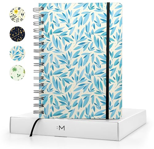 MINIMAL Cuaderno A5 Punteado Tapa Dura - Libreta A5 Bloom - Bullet Journal A5 - Notebook A5 para Diario Personal, Lettering - Bloc de notas hojas blancas - Libretas bonitas Patterns Collection