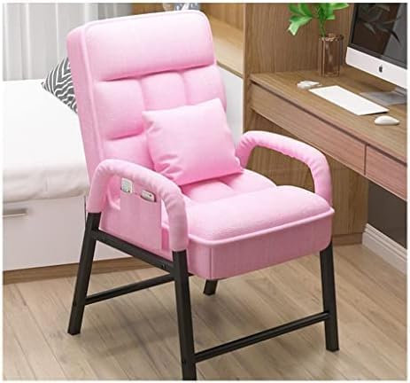 Liege mit faltbarem Fußhocker, Leinen gepolsterter Schreibtischstuhl für Zuhause und Büro, verstellbarer Chaiselongue-Sessel (Rosa)