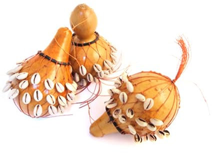 Handgefertigter Kürbisstreuer, Kauri, Kalebasse, Maraca, Fairtrade, 15–18 cm