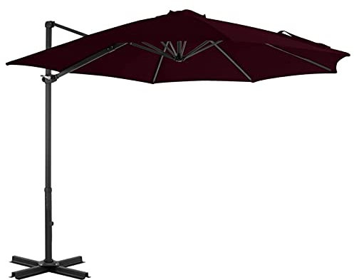 ShGaxin Ampelschirm mit Aluminium-Mast, Balkon Sonnenschirm, Marktschirm, Garten, Balkon Schirm, Sonnen Schirme, Balkonschirm, Rot 300 cm