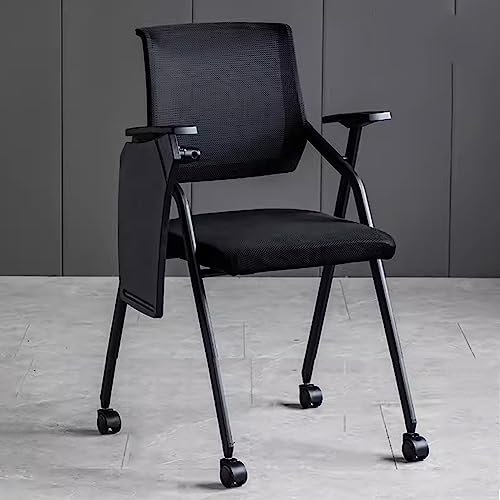 Ergonomischer Tablet-Armlehnstuhl mit Rollen für Büro, Schule, Klassenzimmer, Stapelstuhl mit Schreibtafel, Farbe Nero