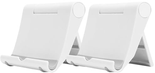 HoAhaMay 2-teilig Handy-Halter faltbar und mehrwinkel verstellbare Kunststoffhalter, kompatibel mit iPhone 16/15/14/13/12/11, Samsung/Xiaomi/Tablet und Anderen Smartphones (universell 4-12 Zoll) weiß