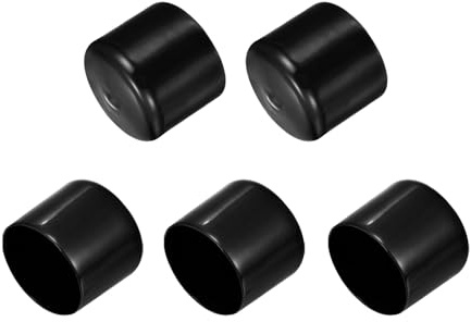 QUARKZMAN 5 Stück Gummi Endkappen 50 mm Kunststoffkappe Gummikappen Schutzkappen Abdeckung Fußkappen für Stuhlbeine Tischbeine Schrauben Bolzen Gewinde Metallstäbe Rohr Zaunpfosten Schwarz
