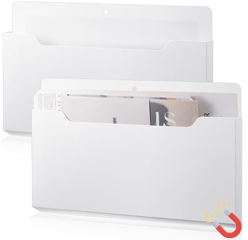 Feifeiya Magnetischer Aktenhalter, große magnetische Tasche, Wandbehang, Magzin-Organizer, Papierbriefe, Briefe für Kühlschrank, Klassenzimmer, Spind, Whiteboard, Aufbewahrungsschrank, Büro (weiß | Großer Aktenordner für Kühlschrank, Whiteboard, Schrank, Papierbriefe, Aufbewahrung, Büro, magnetische Ordnerhalterung