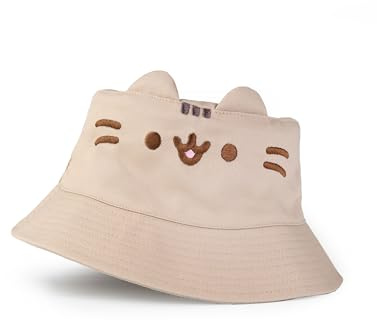 Pusheen der beige Fischerhut für Damen der Katze | Neuartiger Gesichtshut mit 3D-Ohren | Freizeitkleidung für Sonnenschutz | Klassisches Cartoon-Accessoire Kopfbedeckungsartikel