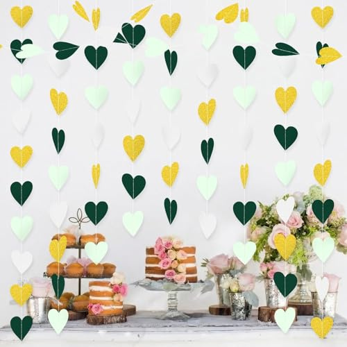 Gold Liebe-Herz Girlande 26Ft Rustikale Hochzeit Hängende Dekoration Streamer Banner, Brautdusche Engagement Valentines Party Dekor