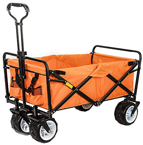 Carro de Playa, Carretilla de Mano Plegable, Capacidad de Carga de 80 kg, Rueda Todoterreno de 7 Pulgadas, manija giratoria Ajustable, Adecuado para Compras, fotografía a