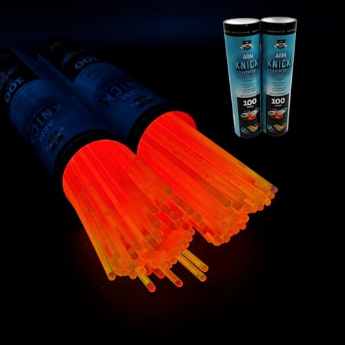 KNIXS Knicklichter- 200 Stück Leuchtstäbe - Orange inkl. 2D Verbinder für Partyspaß