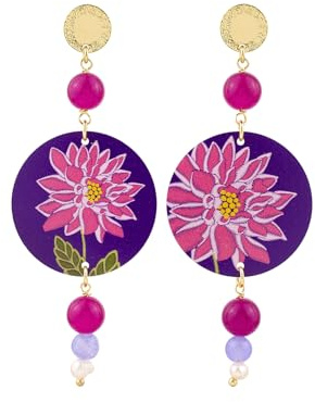 LEBOLE MAISON ORECCHINI COLORFUL STONE FUCSIA LILLA PERLA