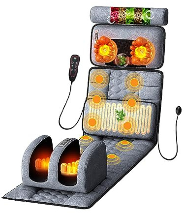 YJYJY Colchoneta de Masaje Corporal con 10 Motores de vibración y Almohada de Masaje Cervical Desmontable, cojín calefactable para Todo el Cuerpo.