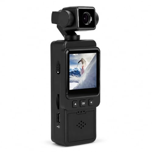 Elprico 1080p -Kamera, Vlog -Camcorder mit 270 -Grad -Objektivrotation und Intelligenter Stabilisierung, Weitwinkelobjektiv für die Fotografie Im Freien