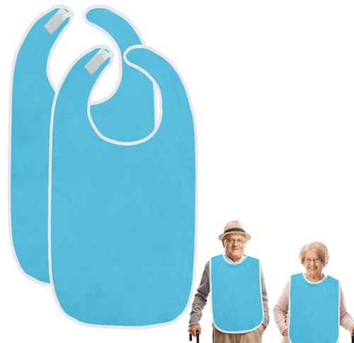Anrbb 2 Stück Wasserdichte Lätzchen für Erwachsene, Senioren Mehrweg Waschbar, Leicht zu Reinigen, Unisex Kleiderschutz mit Klettverschluss für Ältere und Behinderte, Komfortabler Pflege-Schutzlätz