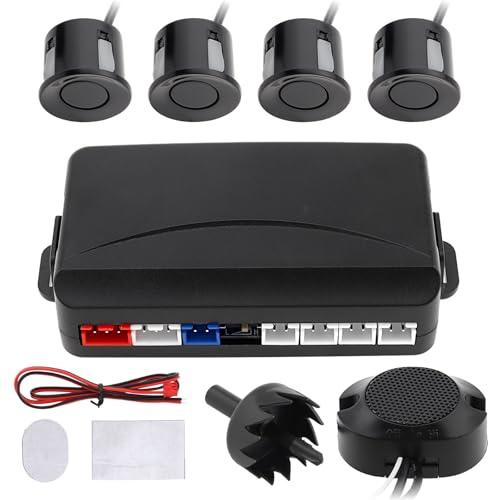 ePathChina Car Parking Sensor System, 4 Sensors Reverse Backup Radar Compatible with Android Car Player, Digital Distance Display & Buzzer Alert, Waterproof 12V Parking Assist Kit (Black)