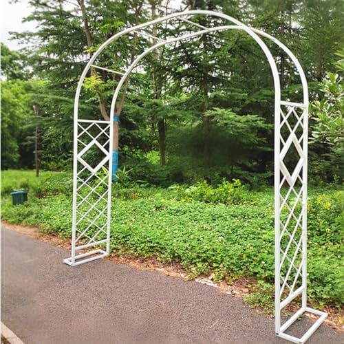 Treillis en métal durable de 229,9 cm pour plantes grimpantes, pergola résistant aux intempéries avec 2 supports de base, idéal pour les vignes et les décorations extérieures