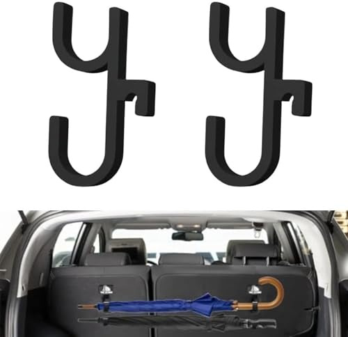 GETFACAI 2PCS Car Umbrella Hook, Car Umbrella Holder Clip Hook, Black Boot Umbrella Hooks, Universal Fit for Most Vehicles, No Drilling, Easy Installation, Space-Saving Design
