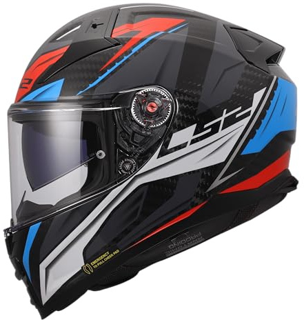 LS2, Integraler Motorradhelm VECTOR II CARBON SAVAGE White Blue Red, L