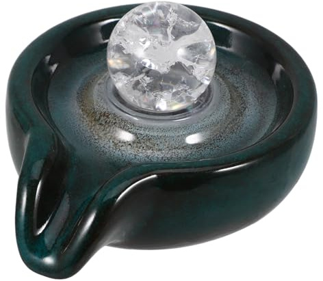 TOYANDONA Accessoire de Fontaine Décorative Céramique pour Jardin Cascade Extérieure Ornement Boule Cristal Vert Paon Circulation D’Eau et Compacte