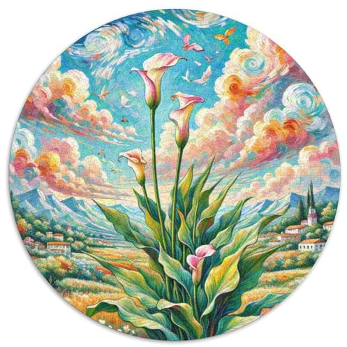 Calla Lilie Rund Puzzles 1000 Teile Fur Erwachsene Und Kinder Blumen Legespiel Geschicklichkeitsspiel Geschenk Fordernd Kleinkinder 1000pcs (67.5x67.5cm)