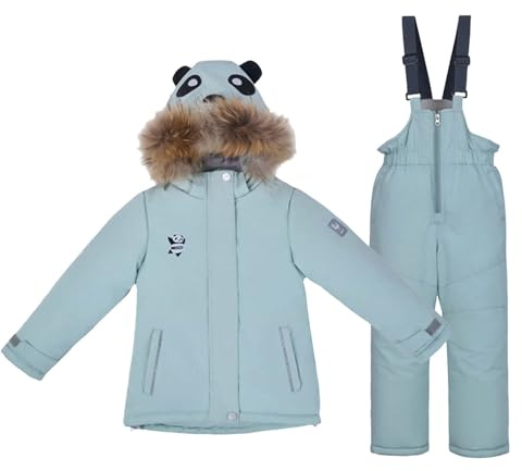 Generisch Panda Kids Ski Anzug, Winter Schneeanzug mit Kapuze, Rosa Blau Lila, Winddicht, Fleece Gefüttert, Reflektierende Streifen, 2-7 Jahre, Verstellbare Größen