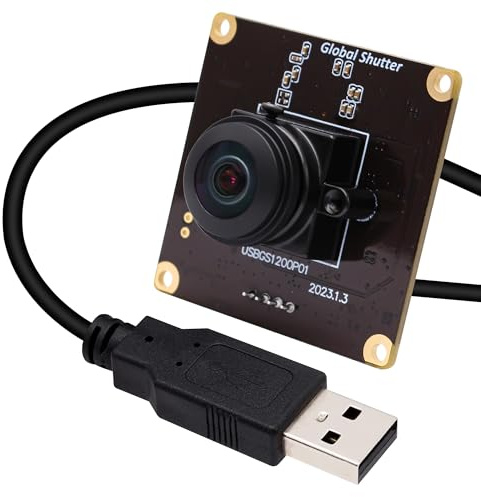 SVPRO 2MP Global Shutter - Placa de cámara USB de 1200P 90 fps, módulo de cámara web de alta velocidad con lente ojo de pez, cámara de seguridad ultra gran angular de 200 grados AR0234 UVC Cam para