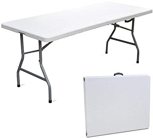 BAKAJI Tavolo Pieghevole in Resina 183x76x72cm HDPE Struttura in Metallo Rinforzato Richiudibile a Valigetta con Maniglia, Arredo Giardino, Casa, Camper, Campeggio, PIC-NIC (183x76x72cm)
