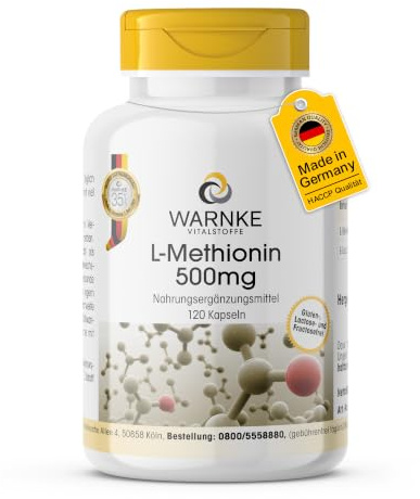 L-Metionina 500mg – Aminoácido esencial – 120 cápsulas | Warnke Vitalstoffe - Calidad de farmacia alemana