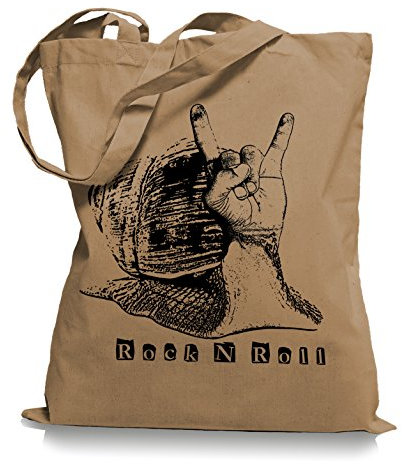 Ma2ca® Rock n Roll Slug - Jutebeutel Stoffbeutel Tragetasche/Bag WM101-caramell