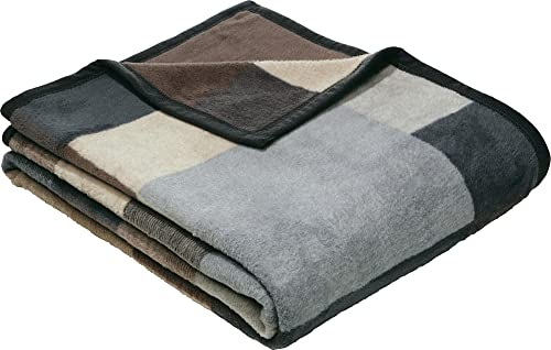 Erwin Müller Wohndecke Palermo, Kuscheldecke - grau Größe 150x230 cm - kuschelig - mit Verloursband-Einfassung - Wolldecke - Plaid - atmungsaktiv