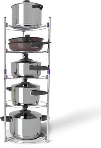 Pot Rack Pan Saucepan Stand 5 Tier Wire Shelving Unit Stand Home Multi-Functional Kitchen Pans Pots Storage Shelf Organizer Holder Standing for Home Kitchen Bath Room Study Living Room