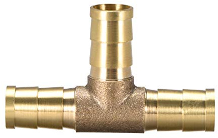 sourcing map 10mm or 3/8 ID Brass Barb Splicer Fitting,T-Shaped 3 Ways,Barb Hose Fitting Air Gas Water Fuel,Barbed Tee Connector