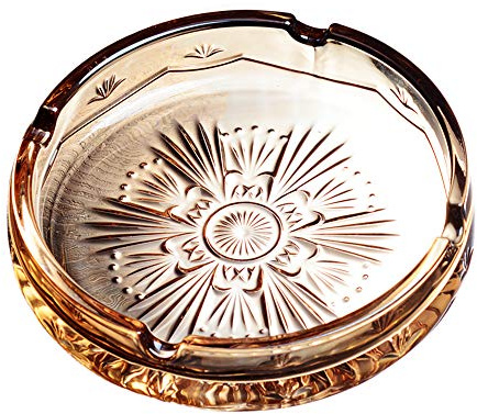 Sizikato Amber Crystal Glass Ashtray.
