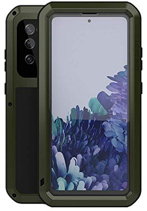 LOVE MEI für Samsung Galaxy S20 FE 5G Hülle, Outdoor-Sportarten Heavy Duty Ganzkörper Schutzhülle Anti-Drop Stoßfest Staubdicht Metall Cover mit Eingebautem Displayschutz (Grün)