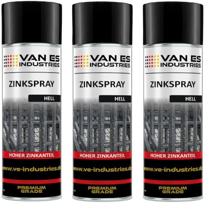 Zinkspray Hell 400ml / Rostschutz aus Zink hitzebeständig 200°C und eignet sich als Grundierung für Metall/Schnelltrocknend/Grau/Feuerverzinkung (11,75€/l) (3)