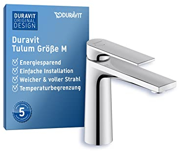 Duravit TU1021002010 Tulum Washbasin, Bathroom, Sink tap with Energy-Saving FreshStart Function, Chrome, M