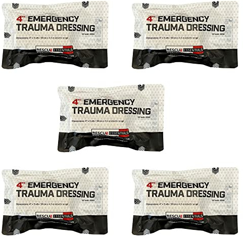 Rescue Essentials 4 Emergency Trauma Dressing - 5 Pack