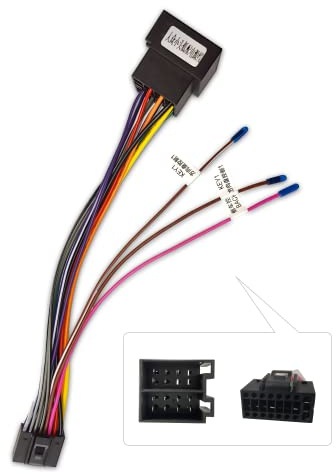 Hikity Faisceau de Câbles Adaptateur ISO à 16 Broches pour Autoradio | Android Universal Standard ISO Connecteur Auto Connecteur Adaptateur Radio avec Lenkrad