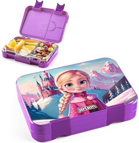 Jarlson® Brotdose Kinder mit Fächern TONI [AUSLAUFSICHER] - Bento Lunchbox mit Trennfächern - Frühstücksbox für Schule, Kita & Kindergarten - Jausenbox für Jungen & Mädchen - Vesperbox (Prinzessin)