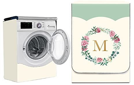 Odot Copri Lavatrice Esterni, Coprilavatrice da Esterno Impermeabile, Copertura per Lavatrice e Asciugatrice con Aperture Frontali, Antipolvere Anti Sunlight Antimacchia (Corona di Rose,L)