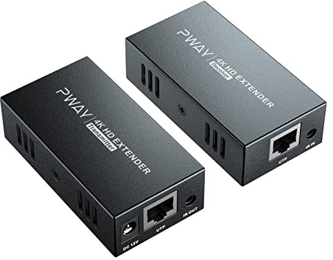 PWAY 4K HDMI Extender Over Etherent ，50m/165ft Bertragung über Cat5e/6/7/8 Netzwerkkabel Unterstützt Lokales，4K@60HZ