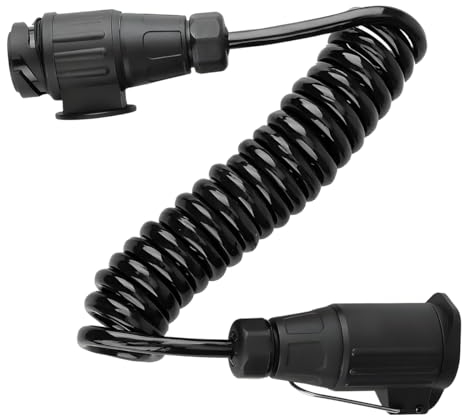 CGEAMDY Spiralkabel Anhängerkabel, Adapterkabel Anhänger Verlängerungskabel, 13-Poliger Anhänger-Kabelbaum Mit Steckverbinder, Für Wohnwagen, Wohnmobil, Traktor, Auto