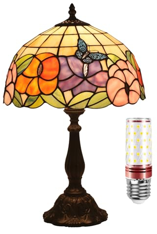 Uziqueif Tiffany Tischlampe, nachttischlampen für Schlafzimmer, Vintage Tiffany lamp,Tischlampen für Schlafzimmer Nachttischlampe Arbeitszimmer Office, Mit E27 LED Birne,D