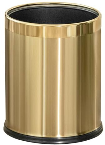 LEASYLIFE 10L/2.6 Gallon Edelstahl Mülleimer, Büro Abfallpapierkorb, obere Öffnung Mülleimer passend für Bad, Hotel, Büro, Schlafzimmer, Wohnzimmer (10L-golden)