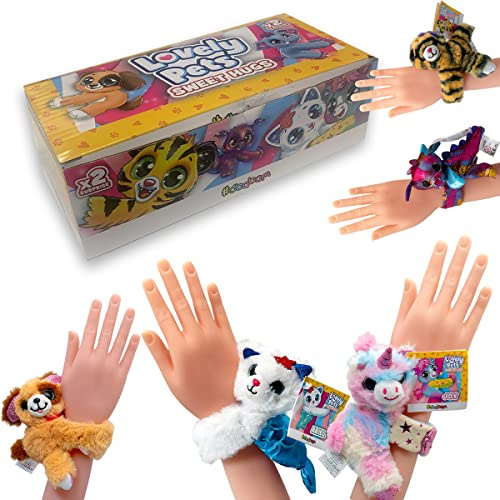 Sbabam Lovely Pets Sweet Hugs, Funny Box 2 bracelets en peluche pour cadeaux de fête, licorne, doudou chien et autres - Bracelet Slap Snap en peluche pour cadeaux de fête et cadeau de bébé